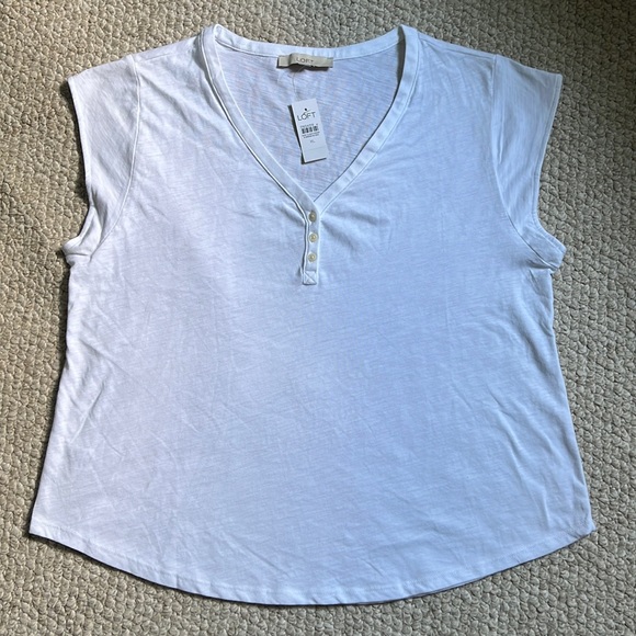 LOFT Tops - COPY - Loft - white Henley tee - new with tag
